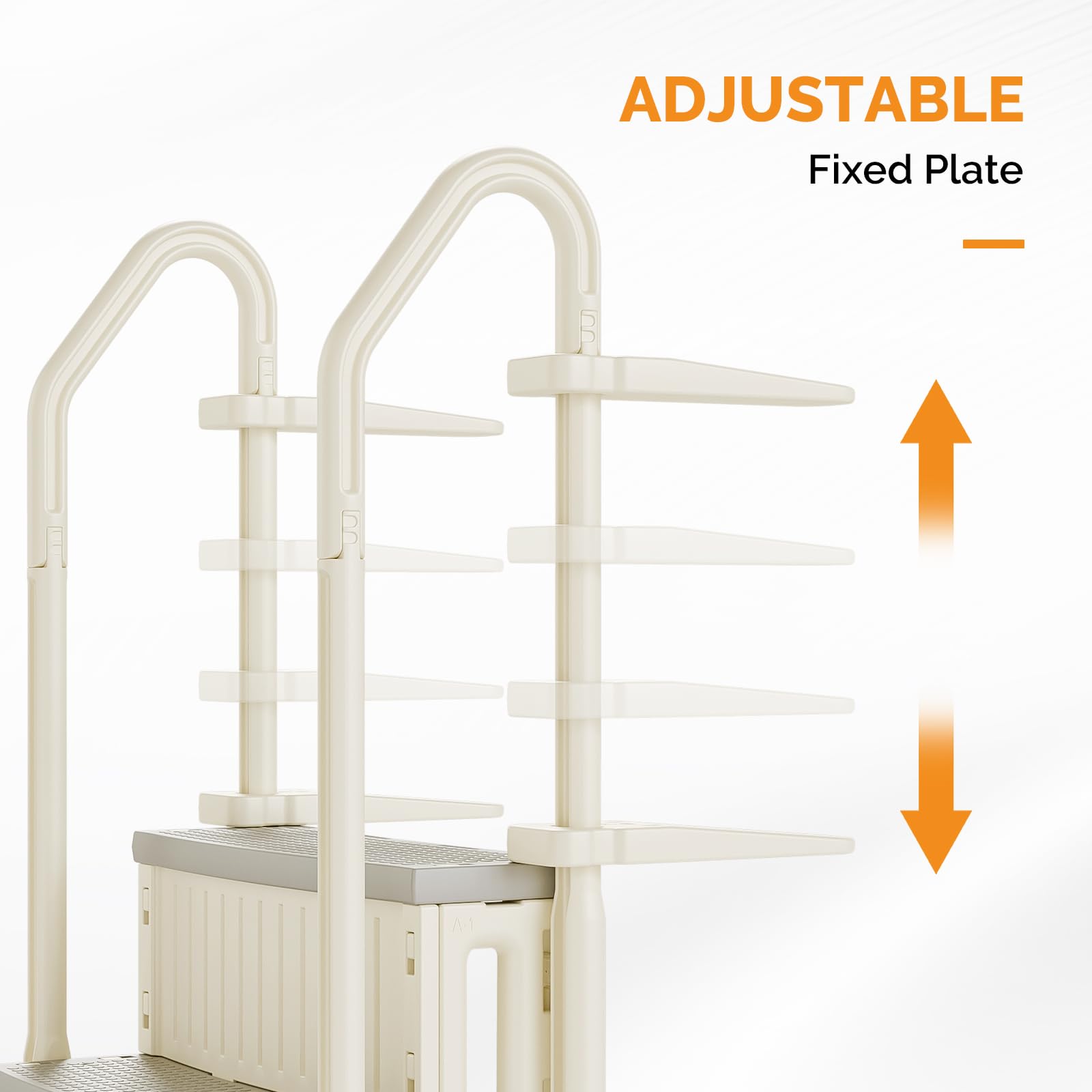 VINGLI Pool Ladder Heavy-Duty Safety Step for Above Ground Pools Stair Entry System with Handrails, Beige and Grey (Beige &Gray, 4 Steps)