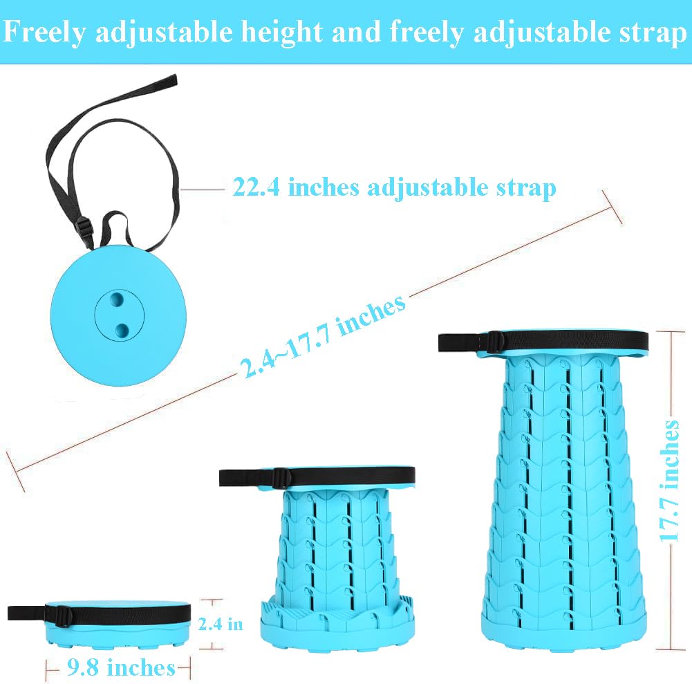 Fishboy Upgraded Collapsible Stool, 400lbs Max Weight, Lightweight But Sturdy, Portable Retractable Folding Telescoping Foldable Camping Stool for Adults Outdoor Fishing Hiking BBQ