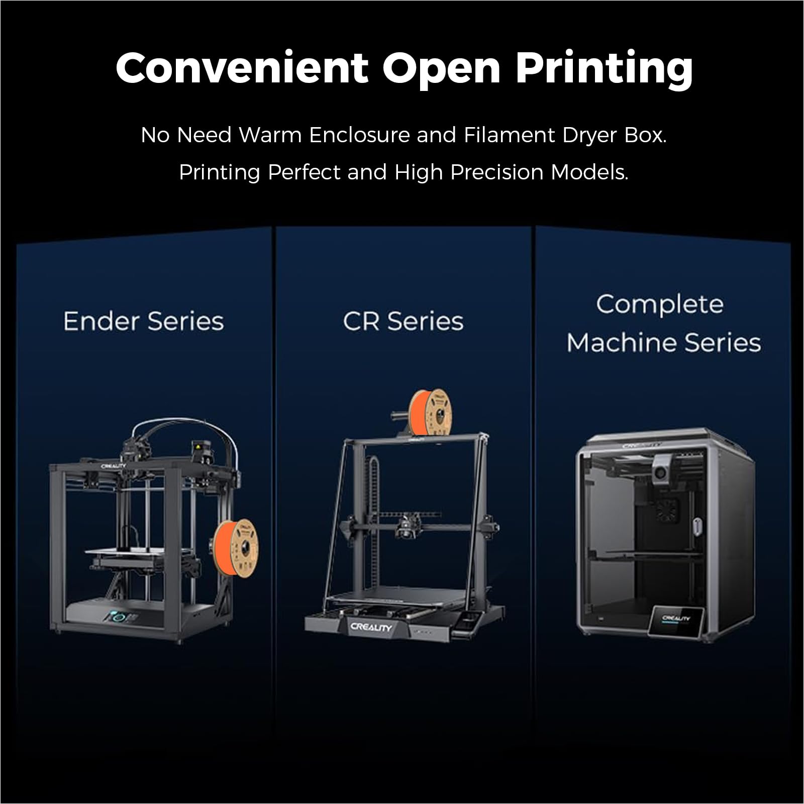Creality Hyper ABS Filament, Official 3D Printer Filament ABS 1.75mm for Up to 300mm/s High-Speed Printing Convenient Open Printing Material, 1kg(2.2lbs) Spool Fit Most 3D Printer(Black)