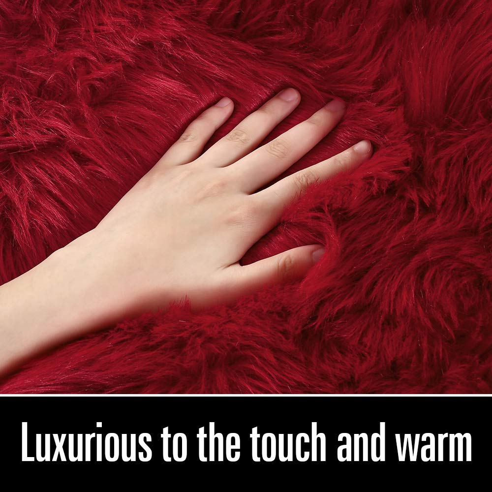 LOCHAS Soft Fluffy Faux Fur Rugs for Bedroom Bedside Rug 2x3 Feet, Washable, Furry Sheepskin Area Rug for Living Room Girls Room, Luxury Shag Carpet Home Decor, Beige