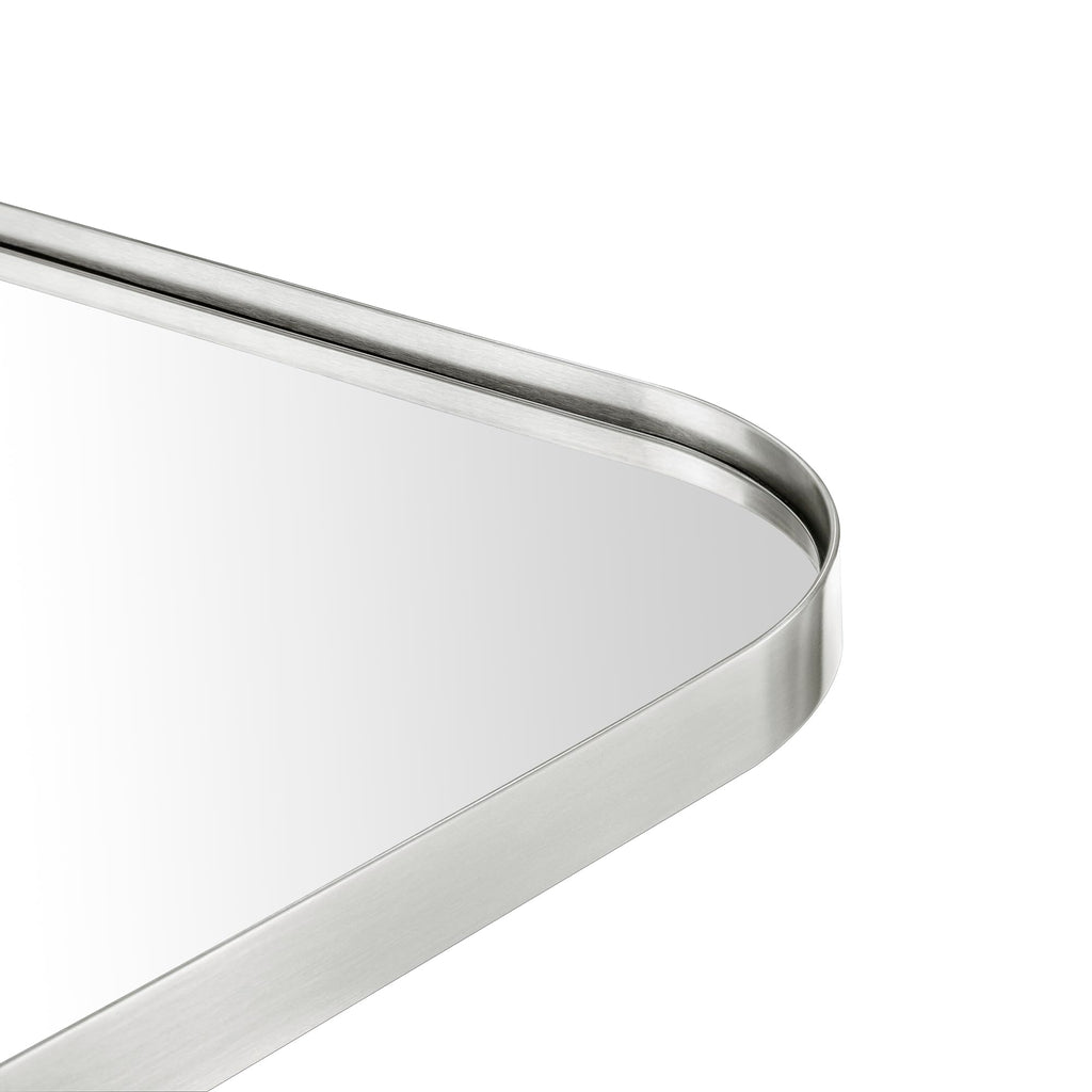 GRACTO 20x30 inch Brushed Nickel Stainless Steel Metal Framed Bathroom Mirror for Wall Mounted Rounded Rectangular Bathroom Vanity Mirror