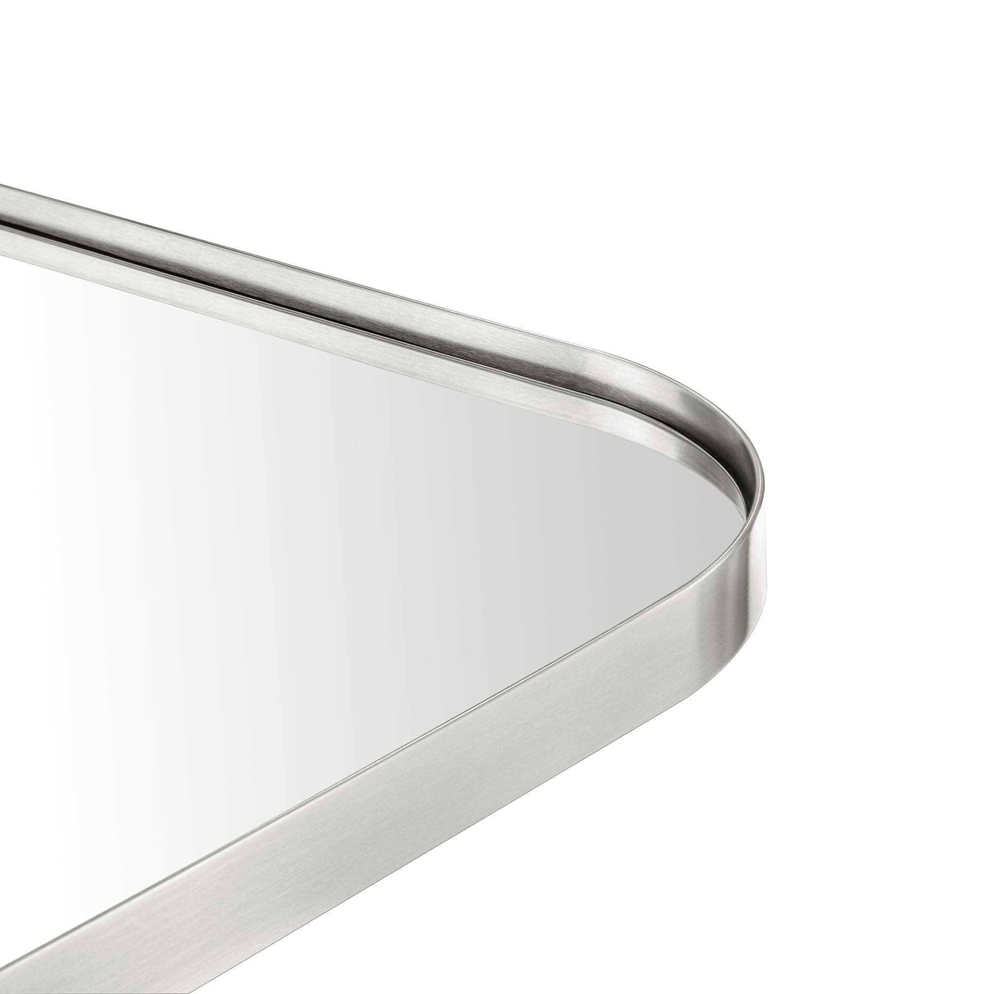 GRACTO 20x30 inch Brushed Nickel Stainless Steel Metal Framed Bathroom Mirror for Wall Mounted Rounded Rectangular Bathroom Vanity Mirror