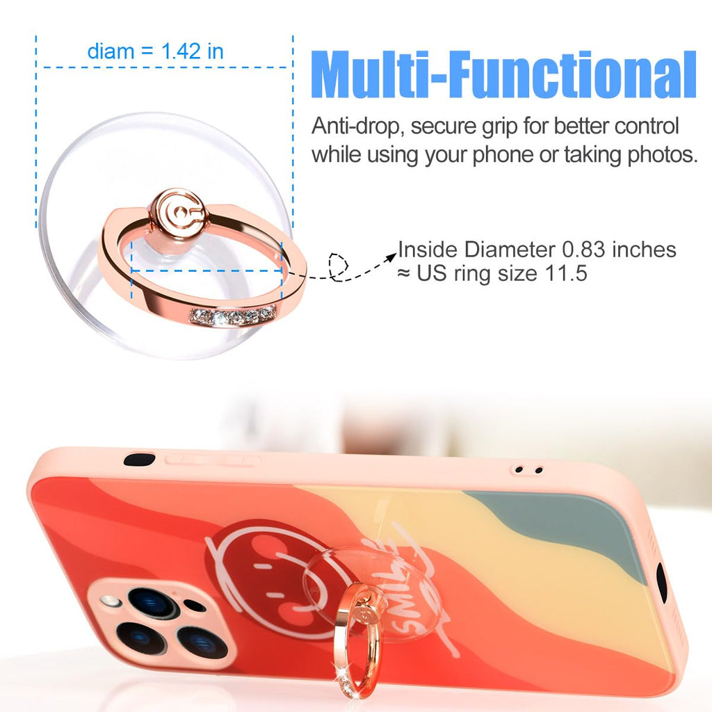 Transparent Phone Ring Holder Grip - EI Sonador Clear Cell Phone Ring Stand Holder Finger Grip Kickstand 360° Rotation, Compatible with Most of Phones, Tablets and Case (2 Aquamarine Diamond)