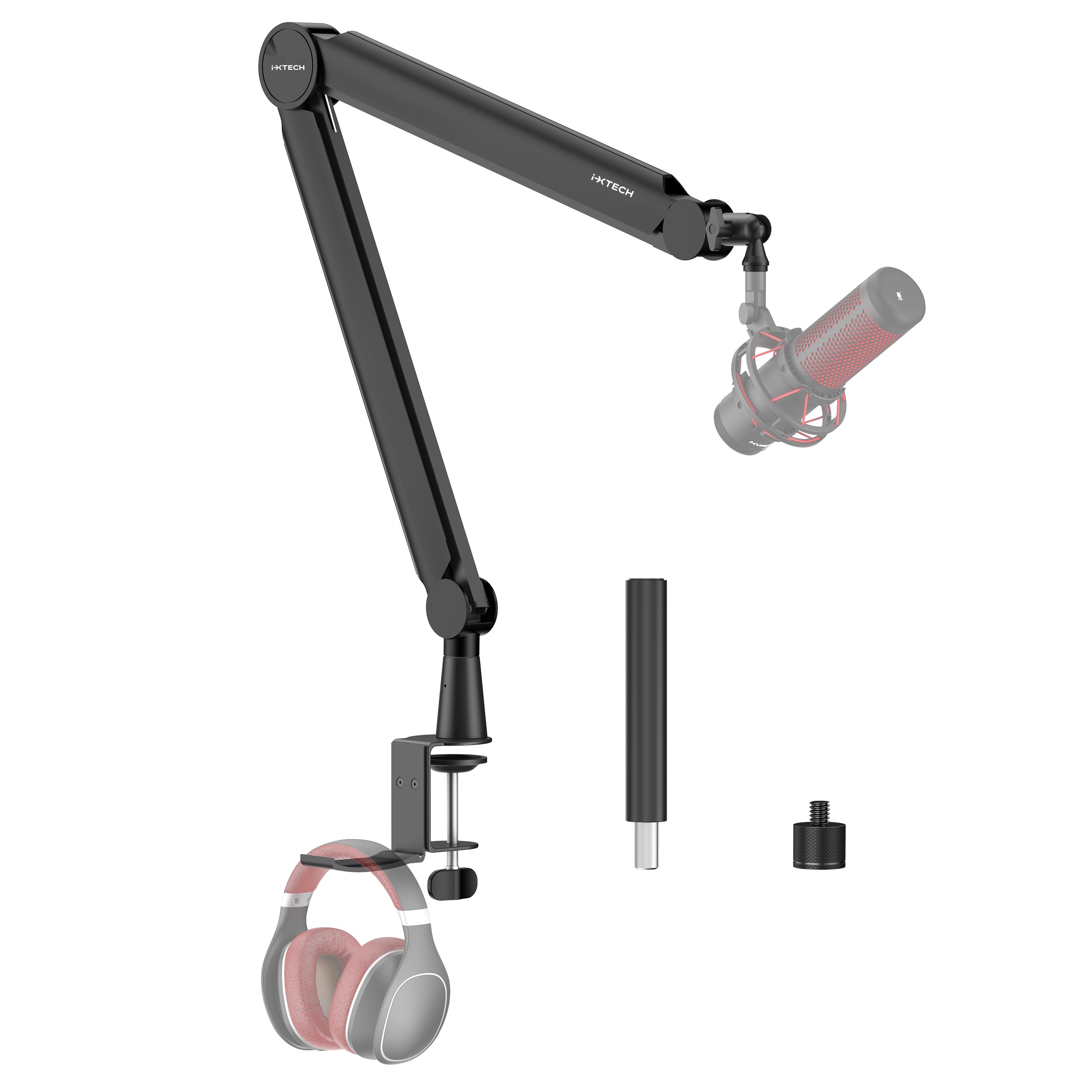 IXTECH Premium Microphone Boom Arm with Desk Mount, 360° Rotatable, Fully Adjustable, for Podcast, Video, Gaming, Radio, Studio, Recording, Sturdy and Universal VALIANT Model