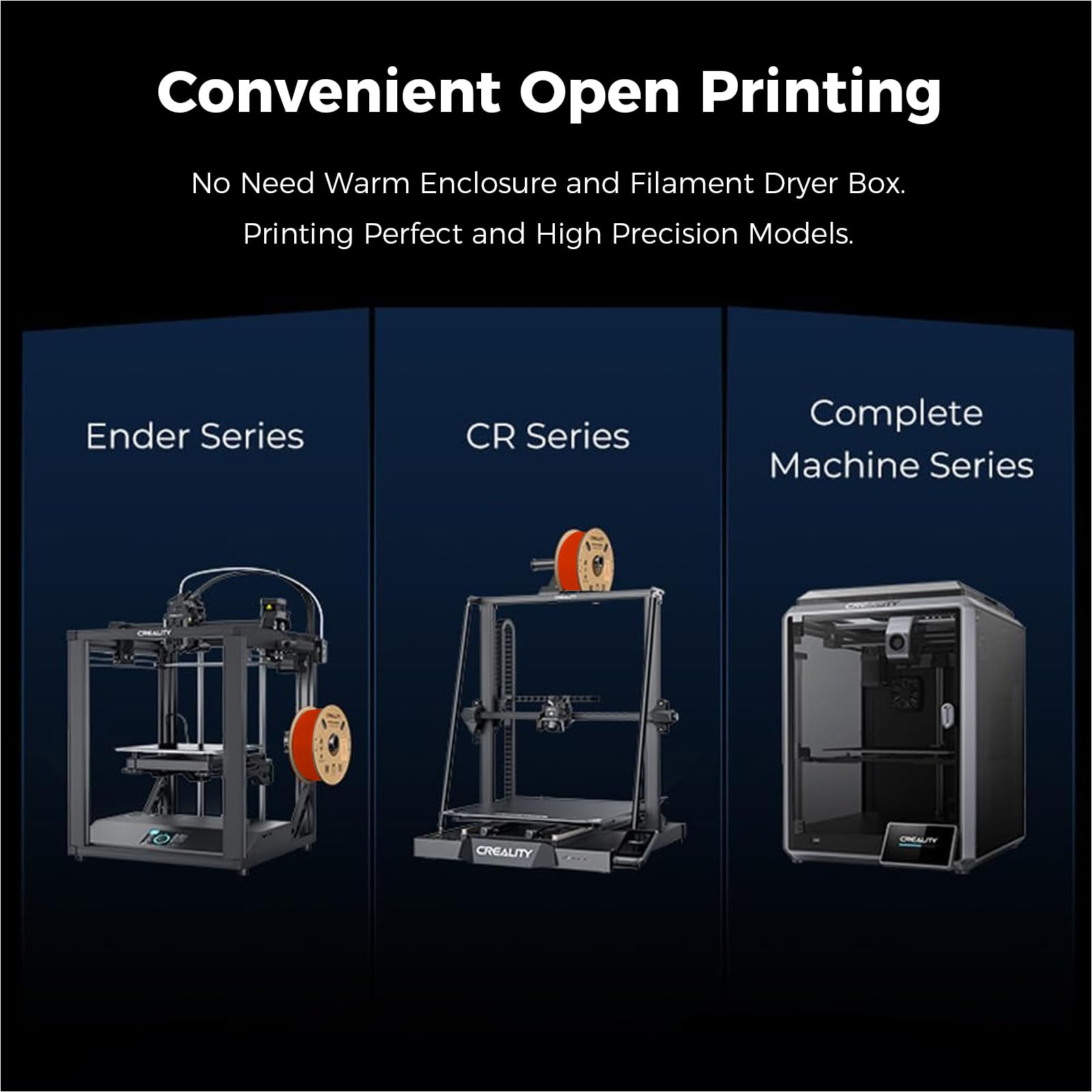 Creality Hyper ABS Filament, Official 3D Printer Filament ABS 1.75mm for Up to 300mm/s High-Speed Printing Convenient Open Printing Material, 1kg(2.2lbs) Spool Fit Most 3D Printer(Black)