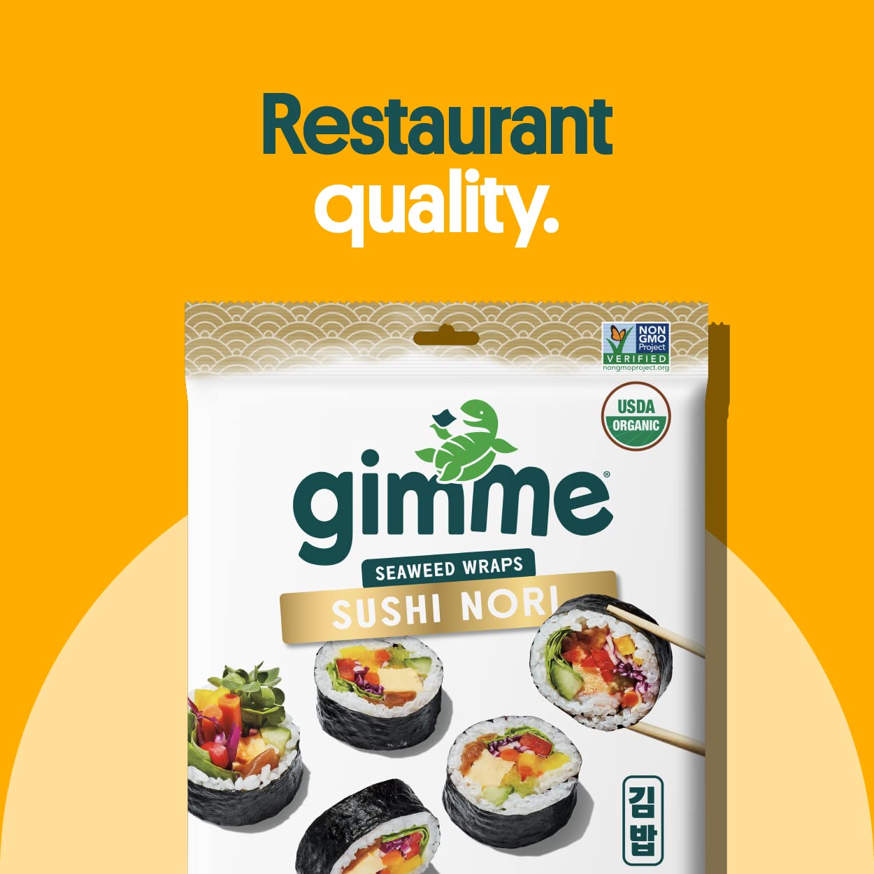 Gimme Seaweed Sushi Nori Premium Organic Roasted Seaweed Sheets, Keto, Vegan, Gluten-Free, Restaurant-style Sushi Nori Sheets 0.81 Ounce (Pack of 1)