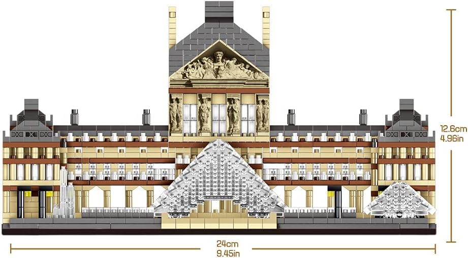 dOvOb Architecture Louvre Micro Building Blocks Set（2885PCS） - World Famous Architectural Model Toys Gifts for Kid and Adult