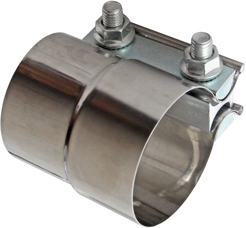 Exhaust Clamps Band Clamp 2.5" Lap Joint - Stainless Steel Lap Joint Exhaust Band Clamp with 1 Block 2Pcs for 2.5" Od to 2.5" Id Exhaust Pipe, Muffler, Elbow and Exhaust Tubing Connection(2 Pack)