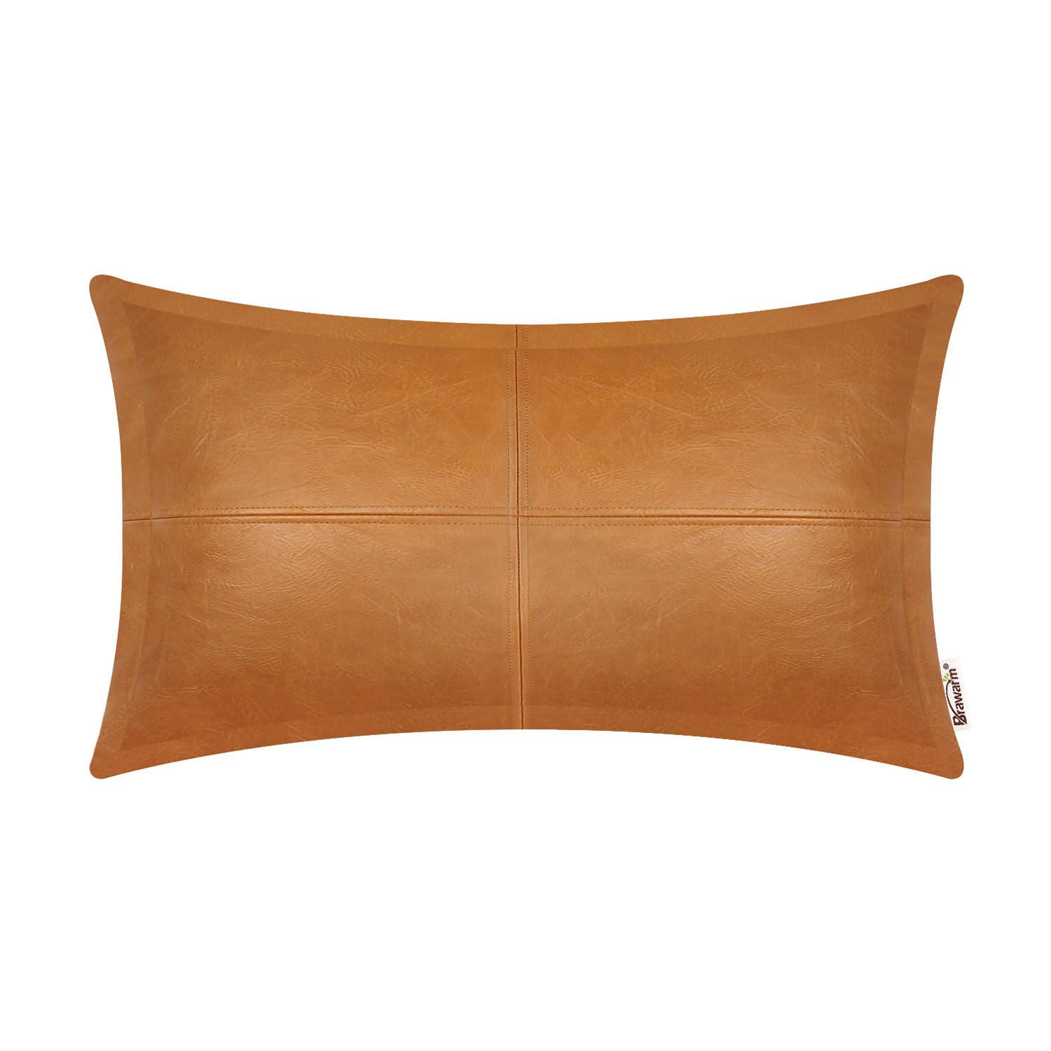 BRAWARM Faux Leather Throw Pillow Covers 16 X 16 Inches, Black Leather Pillow Cover, Hand Stitched Leather Decorative Pillow Cover for Couch Sofa Bed Living Room Home Garden