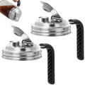 Aieve Stainless Steel Mason Jar Pour Spout Lid, 2 Pack Wide Mouth Mason Jar Pitcher Flip Cap Lids with Handle for Ball Jar Lids (3.38 inch)