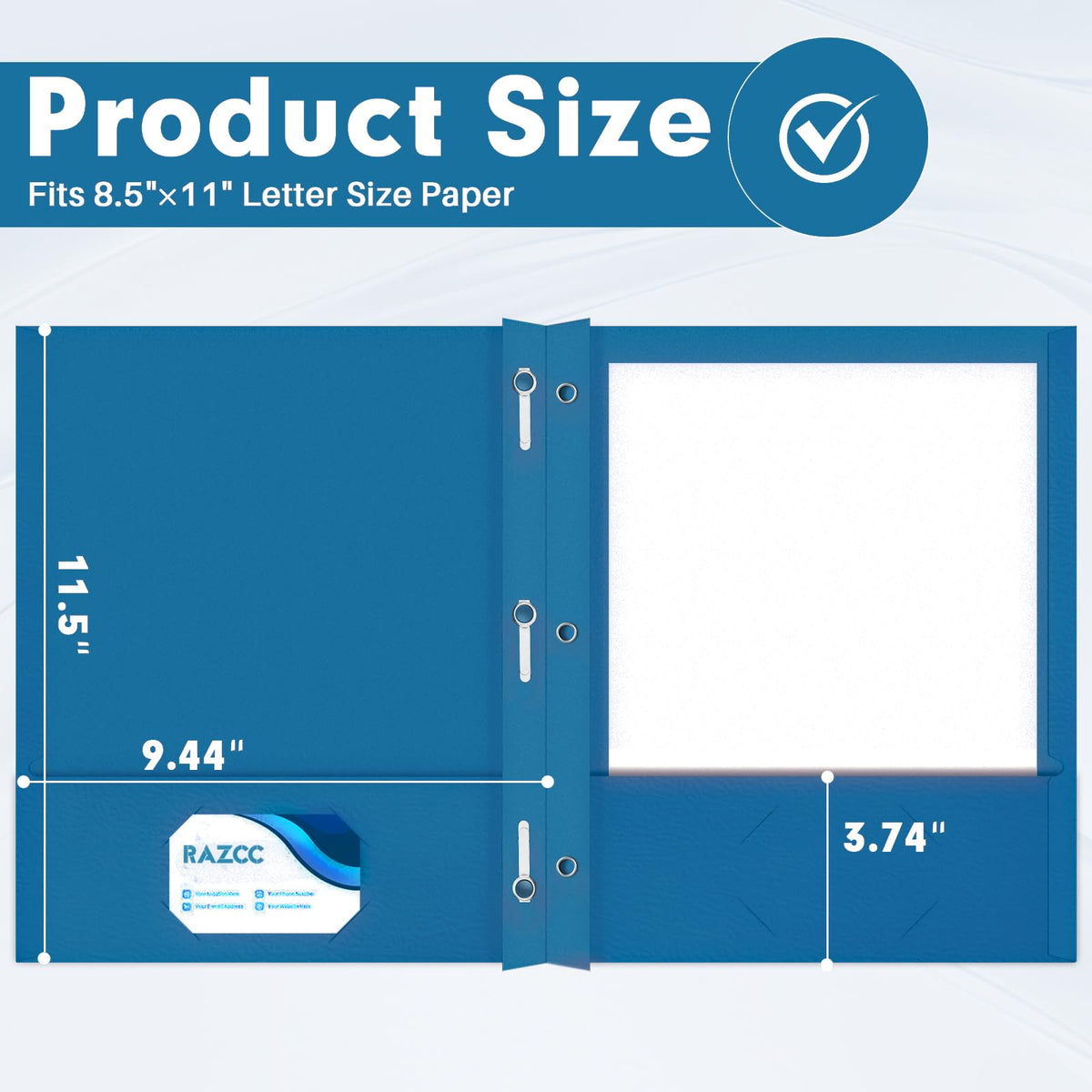 Two Pocket Folders, RAZCC 75 Pack Two Pocket Folders with Prongs, 3 Prong Pocket Folders Letter Size, Paper Folders with Prongs for School Office Home Business, Assorted 5 Colors