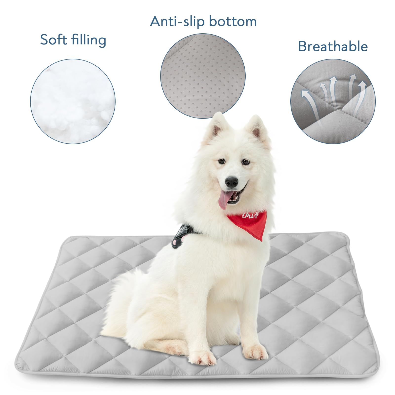 Magik & Kover Dog Crate Pad 2 Pack, Soft Dog Crate Mat with Anti-Slip Bottom, Machine Washable Kennel Pad, Fits 24 Inch, Grey