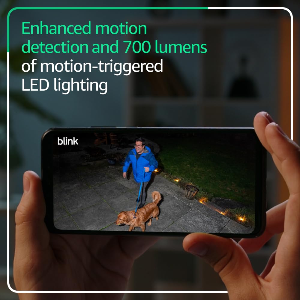 Blink Outdoor 4 Floodlight Camera — Wireless smart security camera, 700 lumens, two-year battery life, enhanced motion detection, Sync Module Core included — 1 camera system