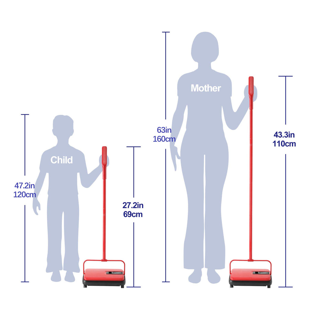 Eyliden Carpet Sweeper, Mini Size Lightweight Hand Push - No Noise, Non-Electric, Easy Manual Sweeping Only for Carpet Cleaning (Black)