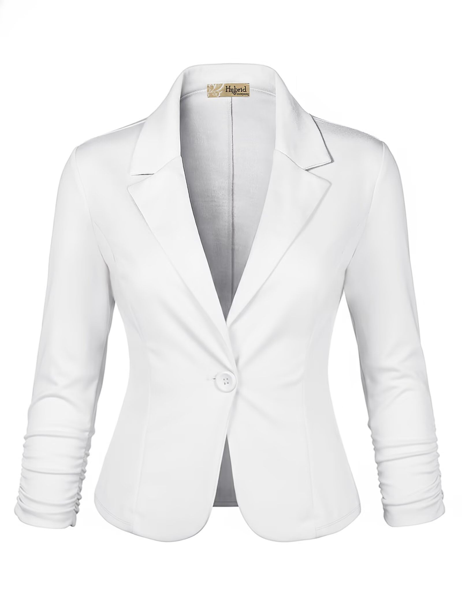Hybrid & Company Women's Lightweight Casual Work Office Stretch Ponte Cardigan Blazer Jacket Made in USA