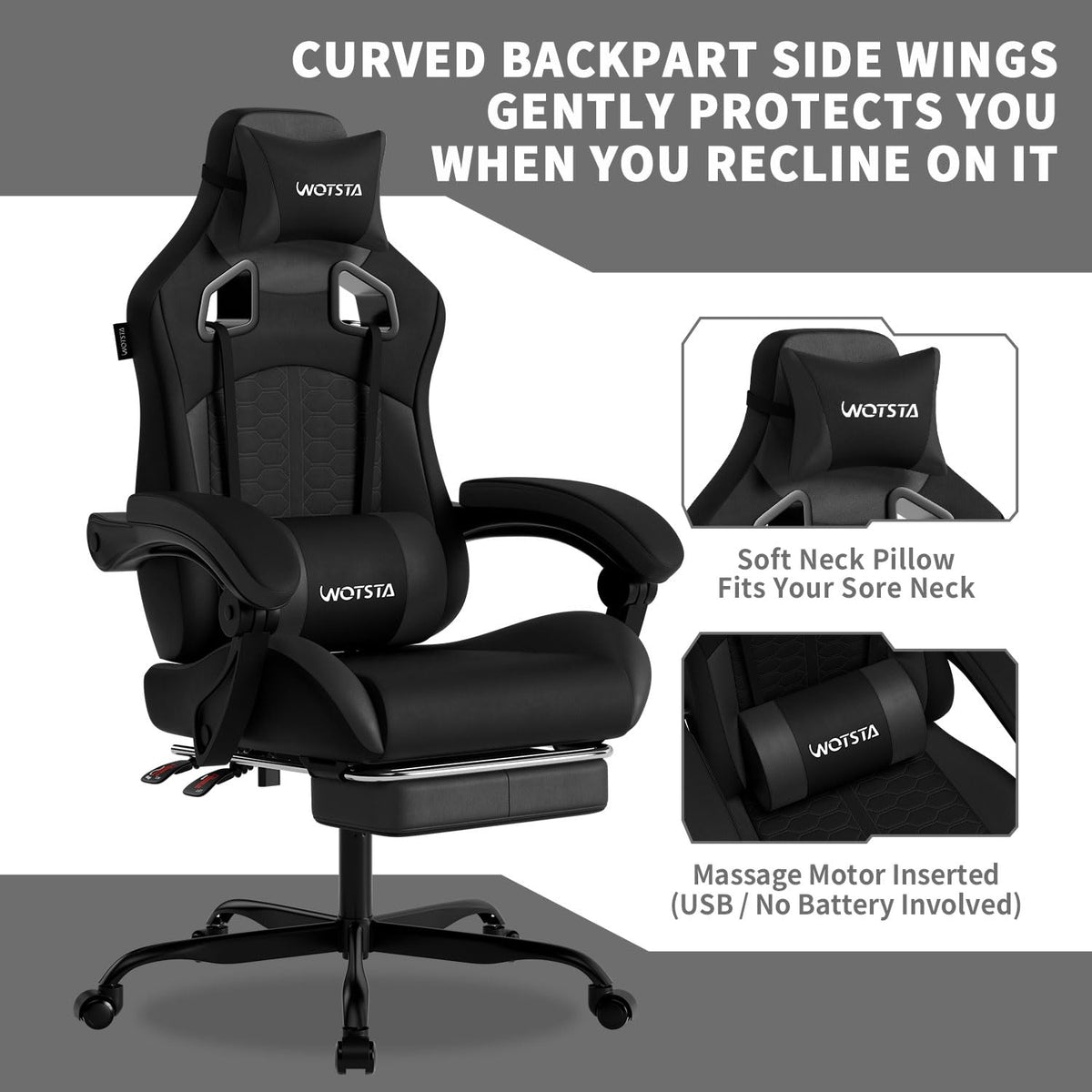 Gaming Chair with Footrest,High Back with Massage Reclining Computer Chair， Big and Tall Racing Gaming Chair Ergonomic Game Chair for Adults PVC Leather (Red)