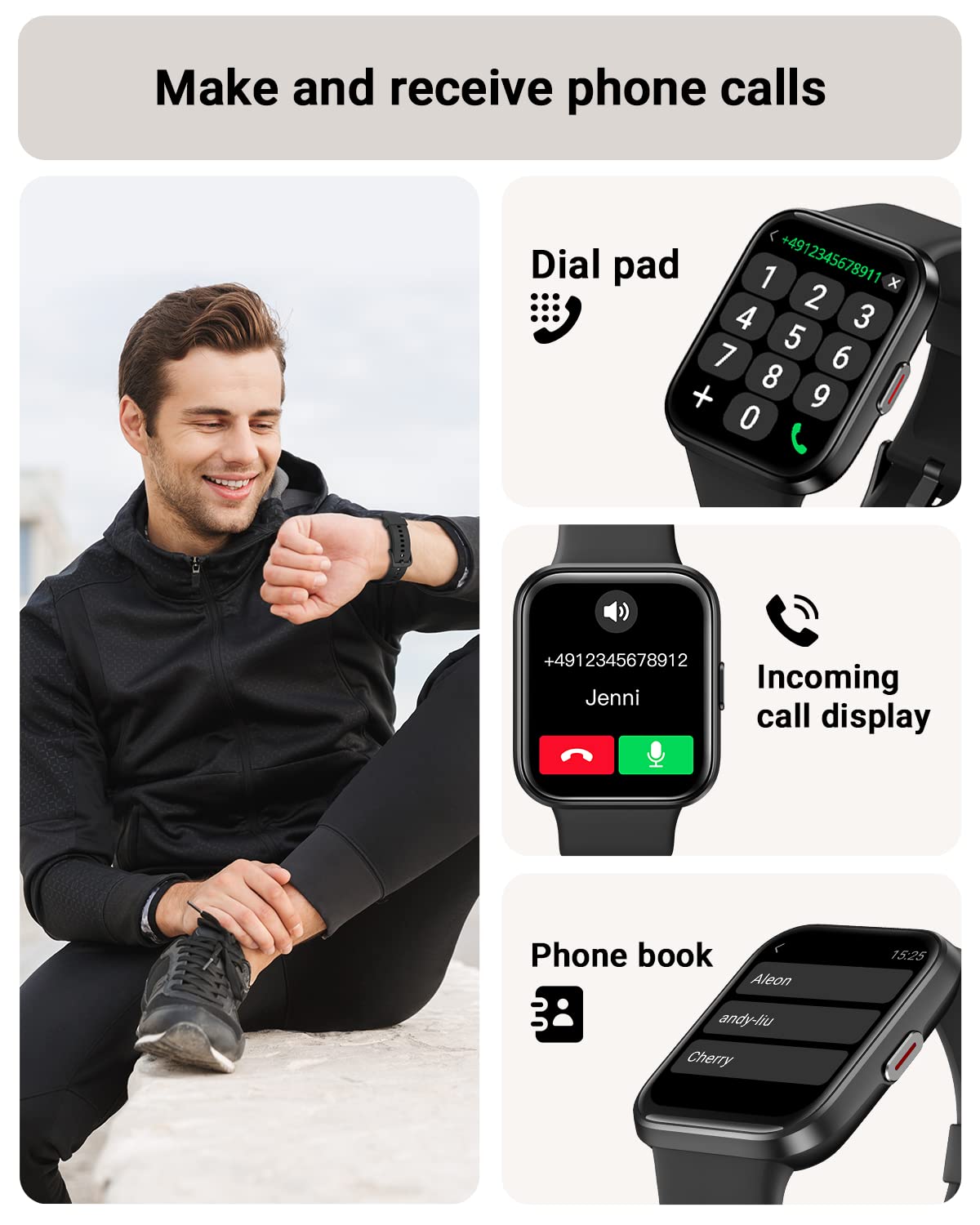 Tensky Smart Watch for Men/Women Android/iPhone/Samsung, Alexa Built-in, 1.8" Touch Screen Fitness Tracker with Answer/Make Calls, 3ATM Waterproof Heart Rate/Sleep/SpO2 Monitor, 120+ Sport Modes