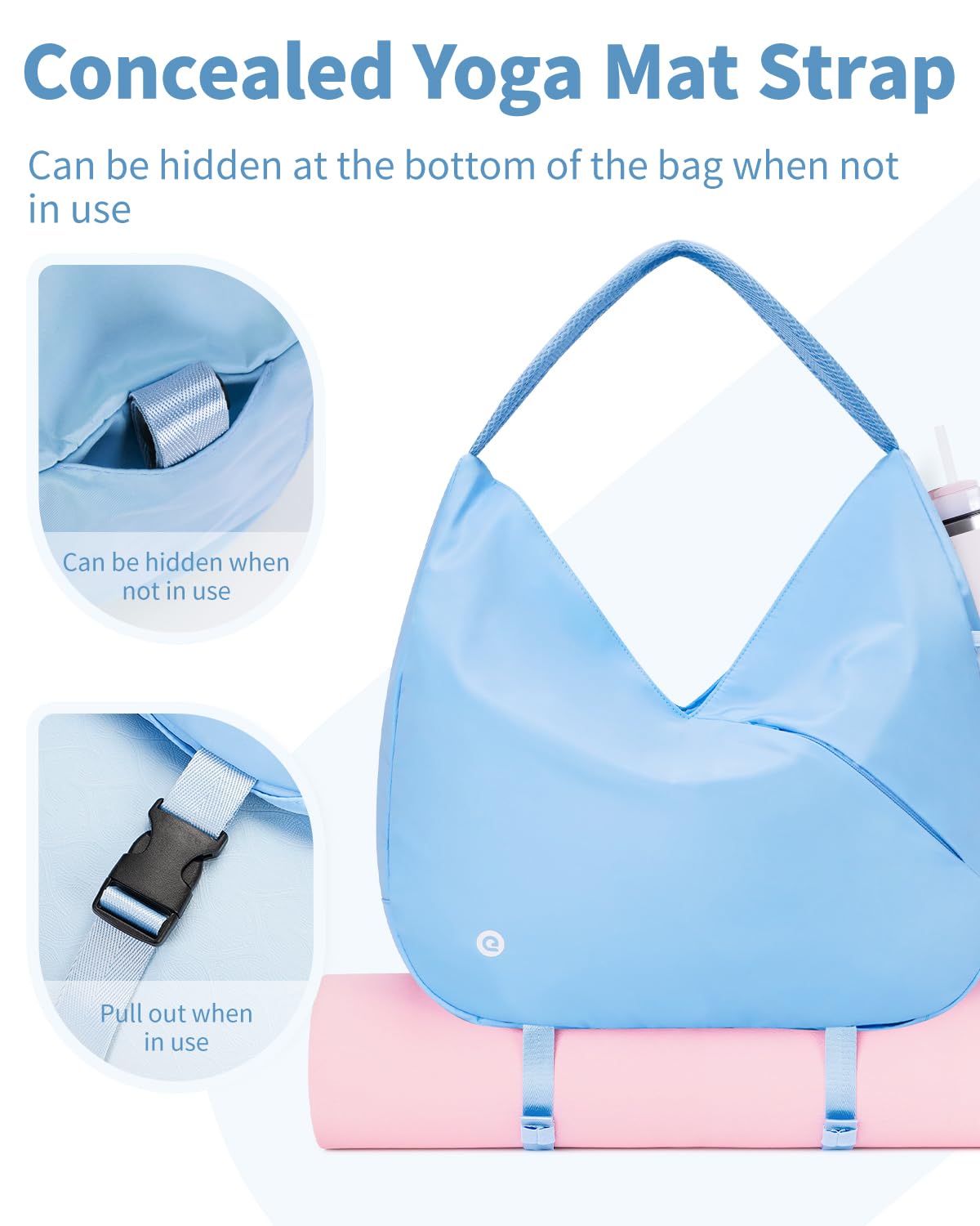Ceneda Large Gym Bag for Women with Hidden Yoga Mat Holder & Shoe Compartment & Wet Pocket, Sports Duffle Bag for Travel
