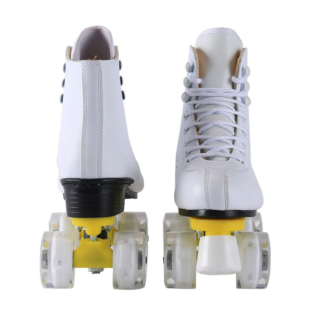 Roller Skates for Men and Women, Black Derby Roller Skates with 4 Shiny Wheel, Classic Double-Row Roller Skates for Indoor and Outdoor