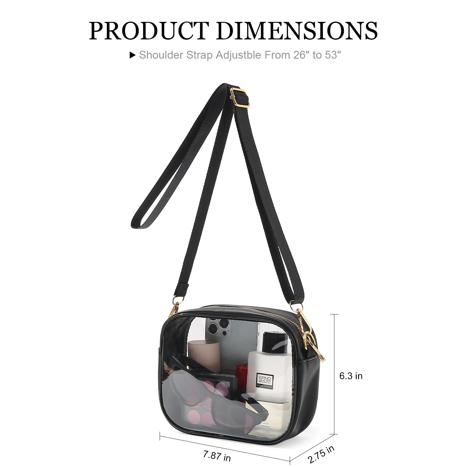 TOBVZOO Clear Bag Stadium Approved, Crossbody Transparent Bag for Concerts Sports Events, Purses for Men & Women
