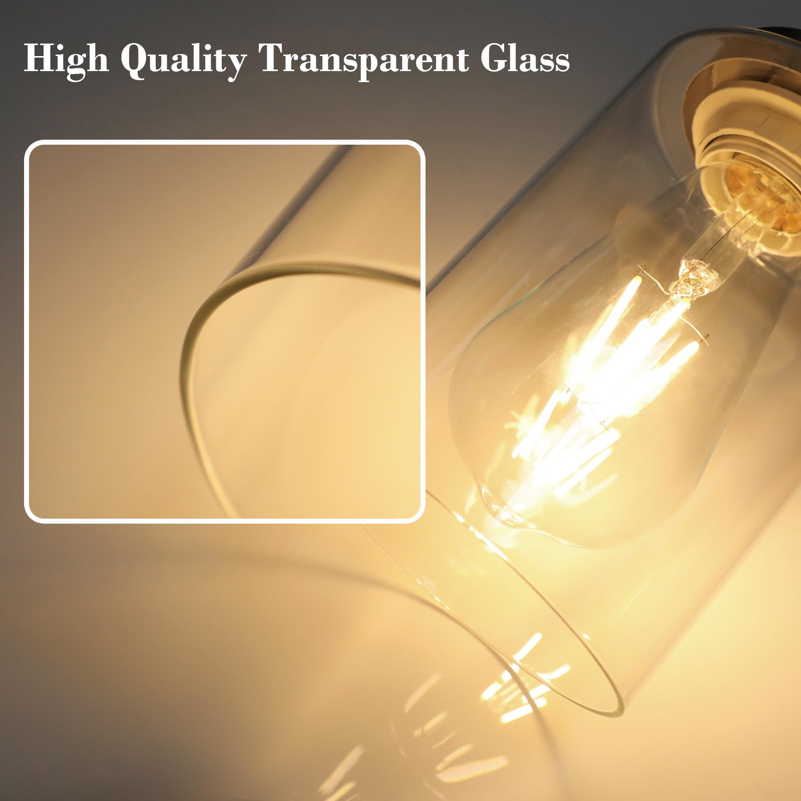 Unicozin 2 Pack Modern Bathroom Light Fixtures, 3 Light Vanity Lights, Black Wall Lamp with Clear Glass for Bathroom, Mirror, Living Room, Bedroom, Hallway, E26 Base