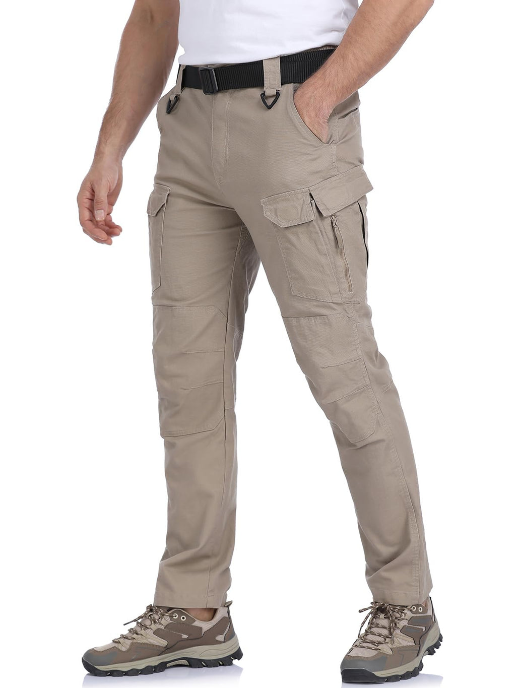 MANSDOUR Men's Cotton Hiking Tactical Pants Lightweight Stretch Military Combat Cargo Work Pants