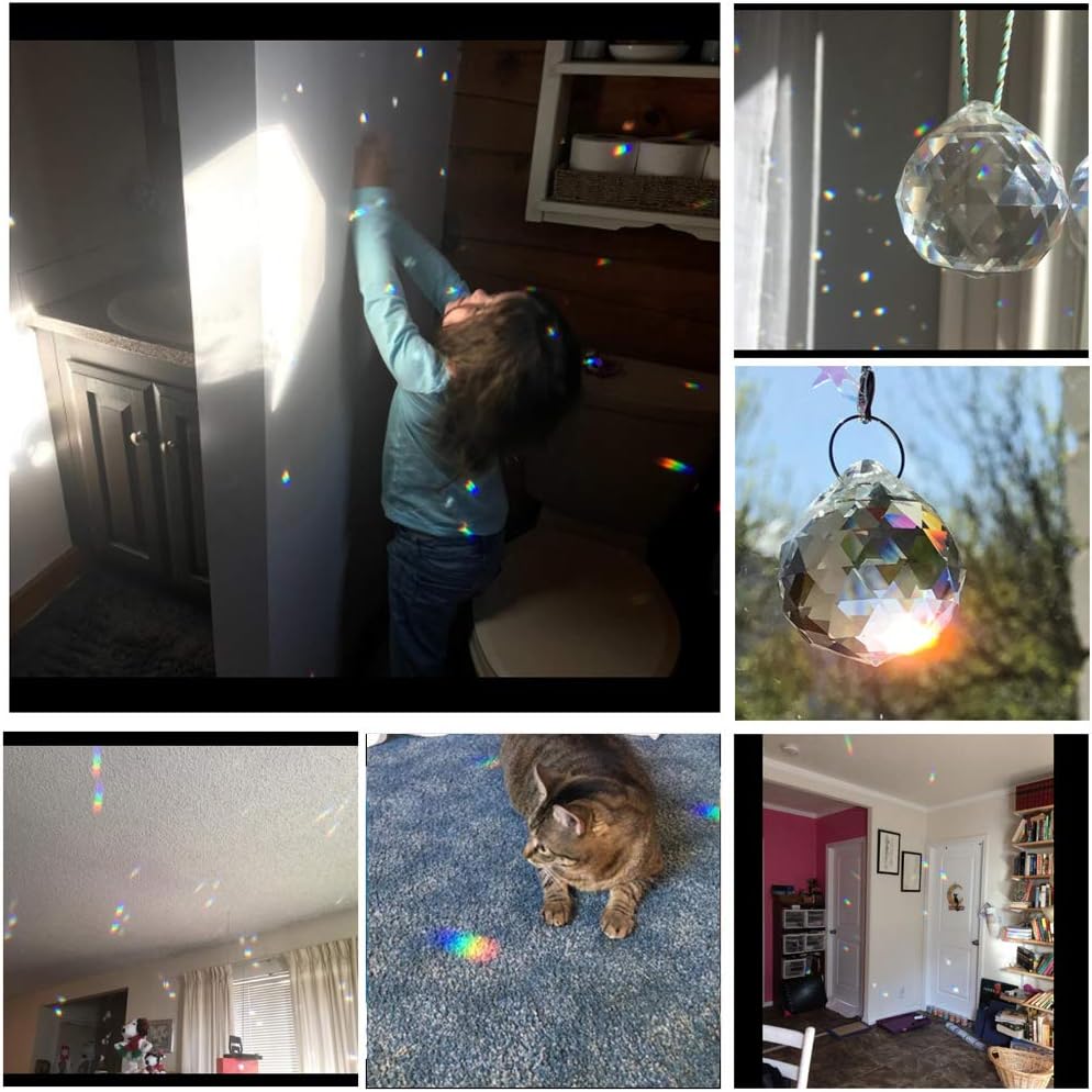Suncatcher Crystals Ball Prism Window Rainbow Maker with Chain for Easy Hanging 40 mm 2 Pack