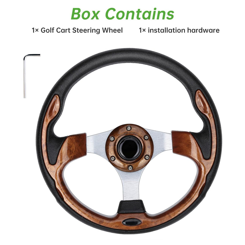 10L0L Golf Cart Steering Wheel, 13' Universal Fit for EZGO TXT/RXV, Club Car DS/Precedent, Yamaha G2-G29 (Carbon Black)