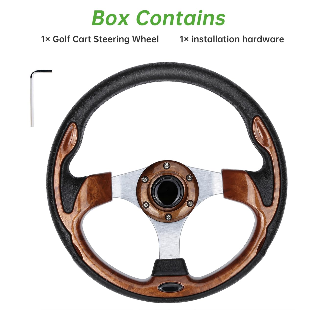 10L0L Golf Cart Steering Wheel, 13' Universal Fit for EZGO TXT/RXV, Club Car DS/Precedent, Yamaha G2-G29 (Carbon Black)