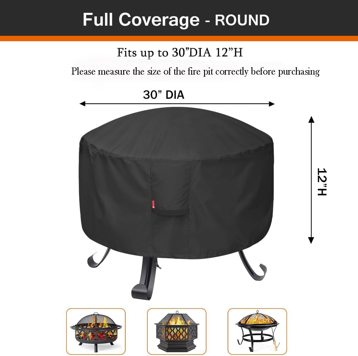 SheeChung Fire Pit Cover for Solo Stove Bonfire Outdoor Smokeless Firepit-Small Round Waterproof 600D Polyester Shelter,Air Vent,Anti-UV&Tear Resistant-Fits for 16”-22” Gas Fire Pit Table (22"Dx16"H)
