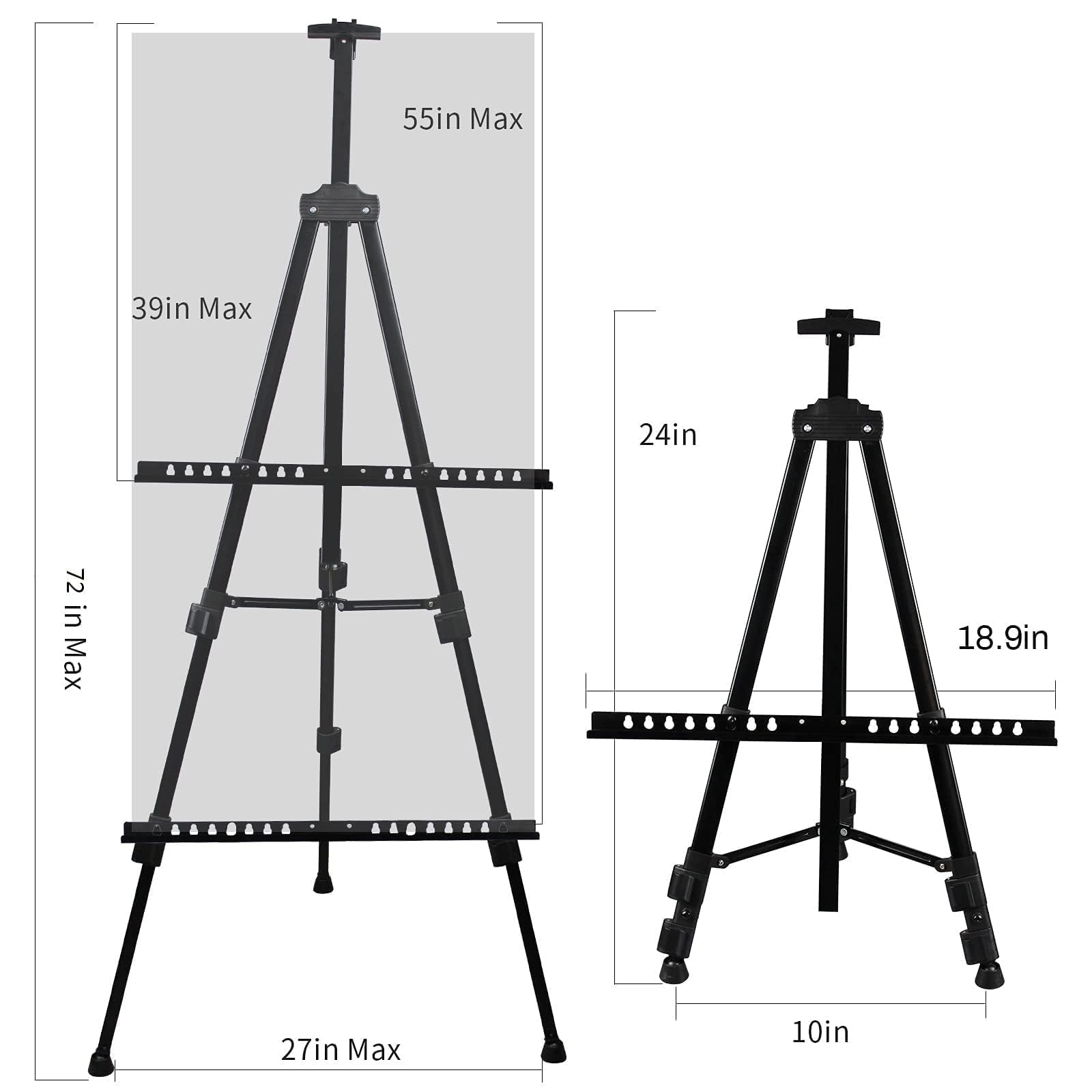 RRFTOK Easel Stand for Sign and Painting: Art Portable Adjustable Metal Tripod Easels for Display Height from 17 to 66 Inch -Canvas Stand for Table-Top/Floor Paint - Gifts for Teens Art Supplies