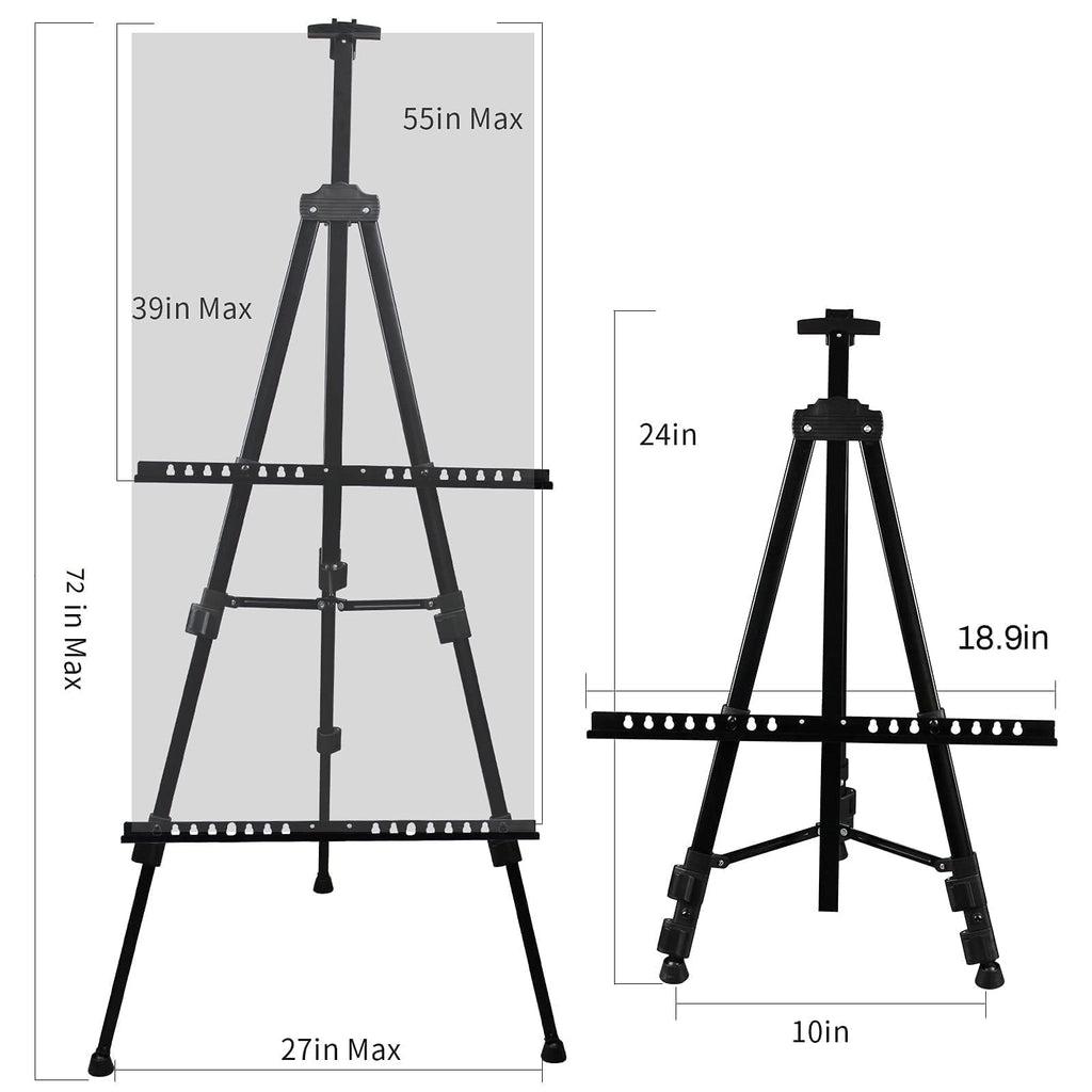 RRFTOK Easel Stand for Sign and Painting: Art Portable Adjustable Metal Tripod Easels for Display Height from 17 to 66 Inch -Canvas Stand for Table-Top/Floor Paint - Gifts for Teens Art Supplies