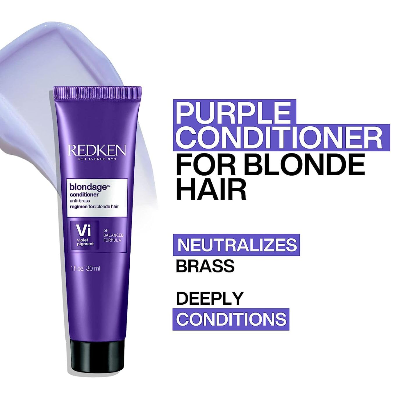 Redken Blondage Color Depositing Purple Conditioner For Blonde Hair - Tones & Moisturizes Brassy Hair