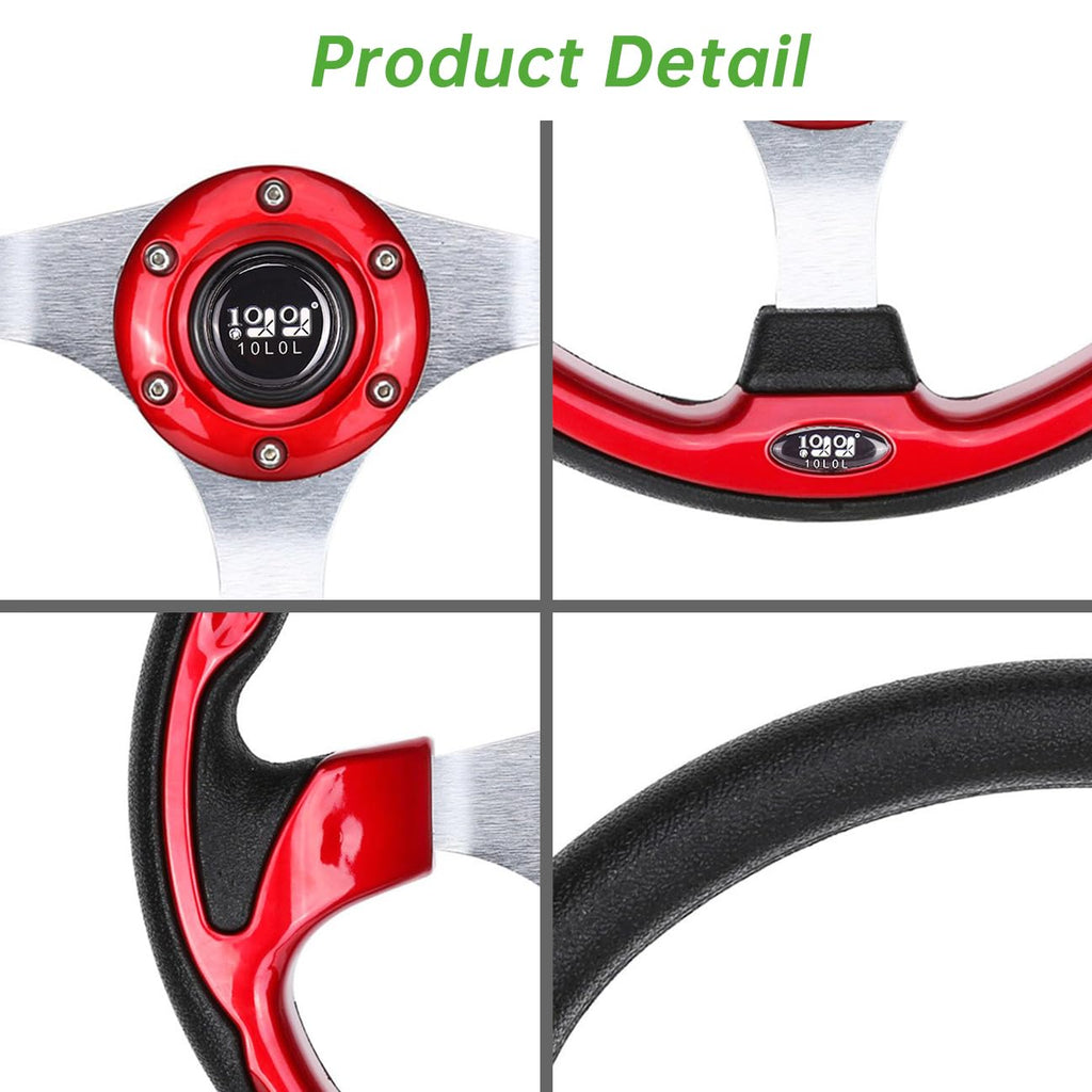 10L0L Golf Cart Steering Wheel, 13' Universal Fit for EZGO TXT/RXV, Club Car DS/Precedent, Yamaha G2-G29 (Carbon Black)