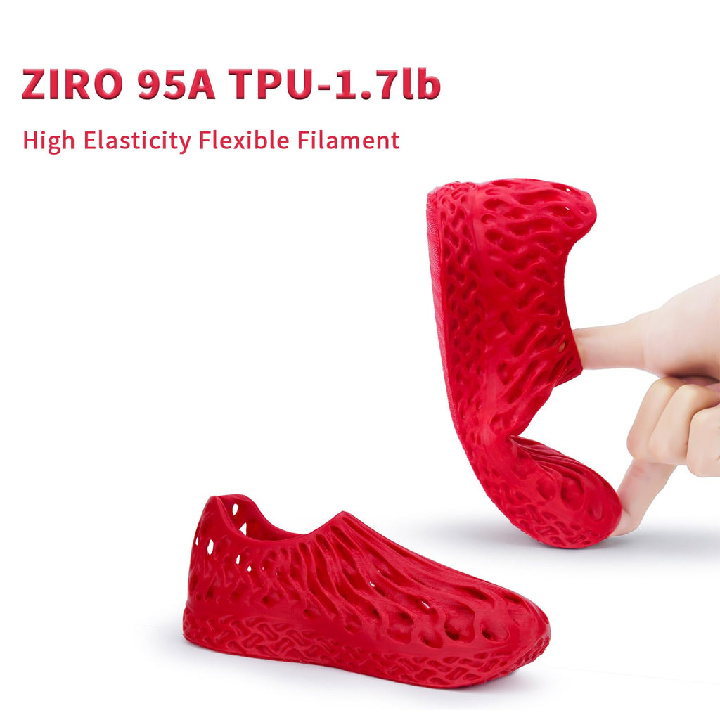 ZIRO TPU Filament 1.75mm 3D Printer Filament, Shore 95A Hardness TPU, Flexible Soft Material, 0.8KG/1.8lbs Spool, Fit Most FDM 3D Printers, Black