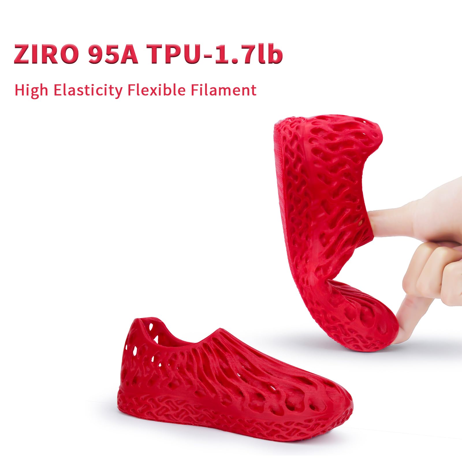 ZIRO TPU Filament 1.75mm 3D Printer Filament, Shore 95A Hardness TPU, Flexible Soft Material, 0.8KG/1.8lbs Spool, Fit Most FDM 3D Printers, Black