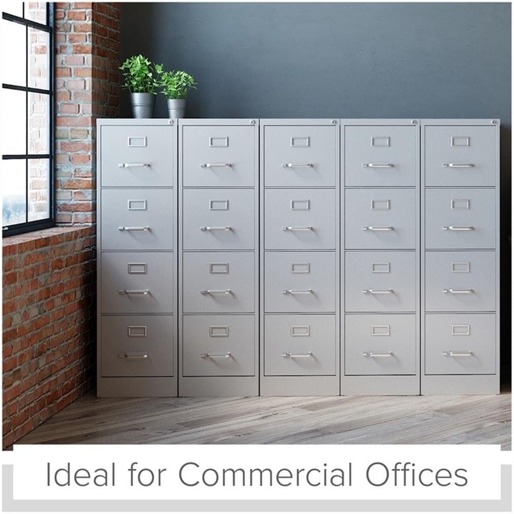 Pemberly Row 4 Drawers 52" Vertical Beige Metal Filing Cabinet Lockable Pre-Assembled Stationary Letter Size for Home, Office