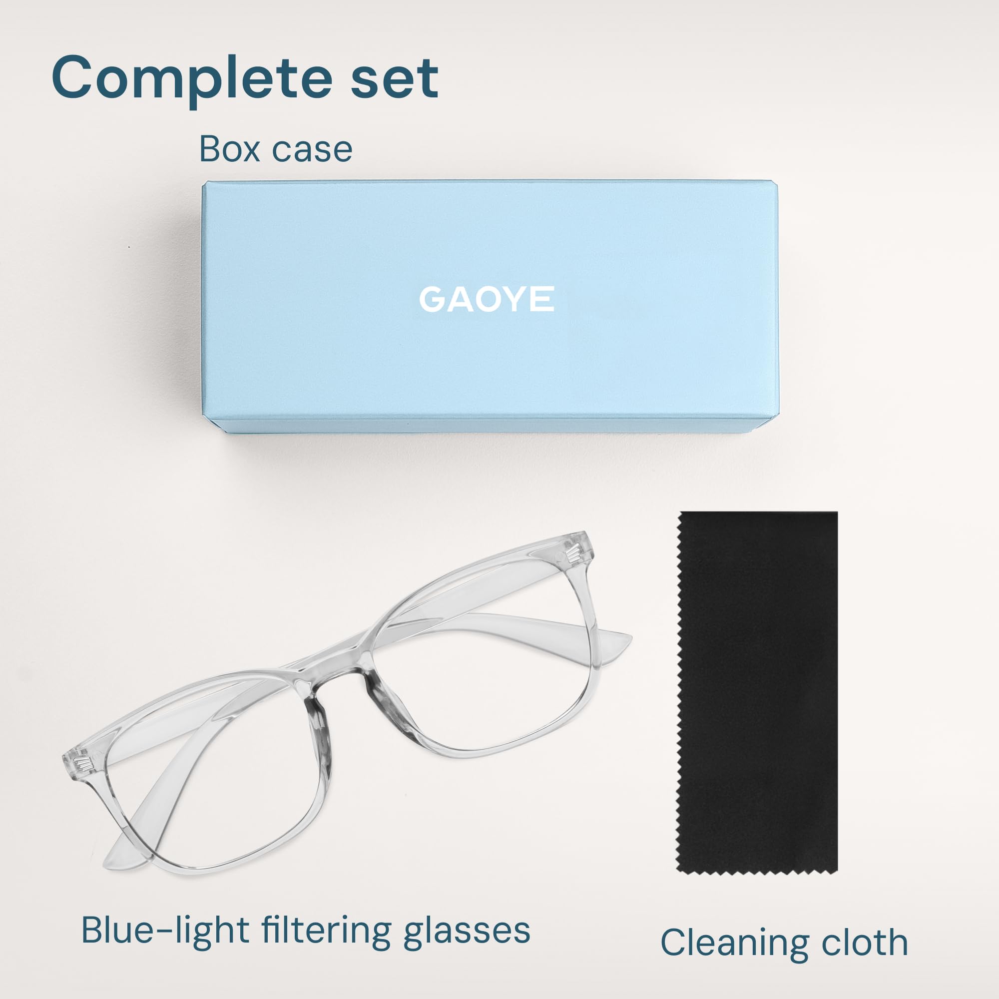 Gaoye Transparent, Clear Blue Light Glasses for Computer & Gaming - Anti UV Ray Lenses, Scratch-Resistant & Comfort Fit