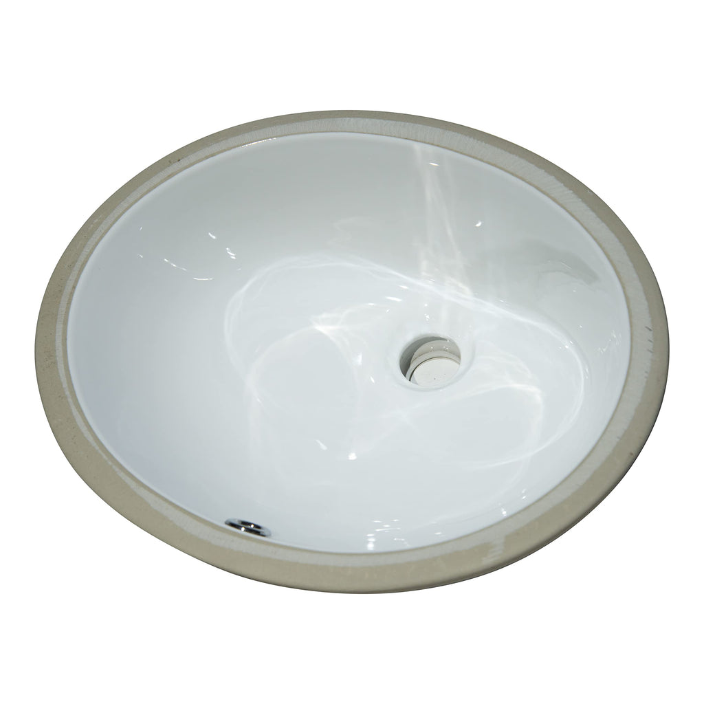 MSI 17.0” (L) x 14.125” (W) x 7.75” (H) Oval Porcelain Ceramic Undermount Bathroom Vanity Vessel Sink, White