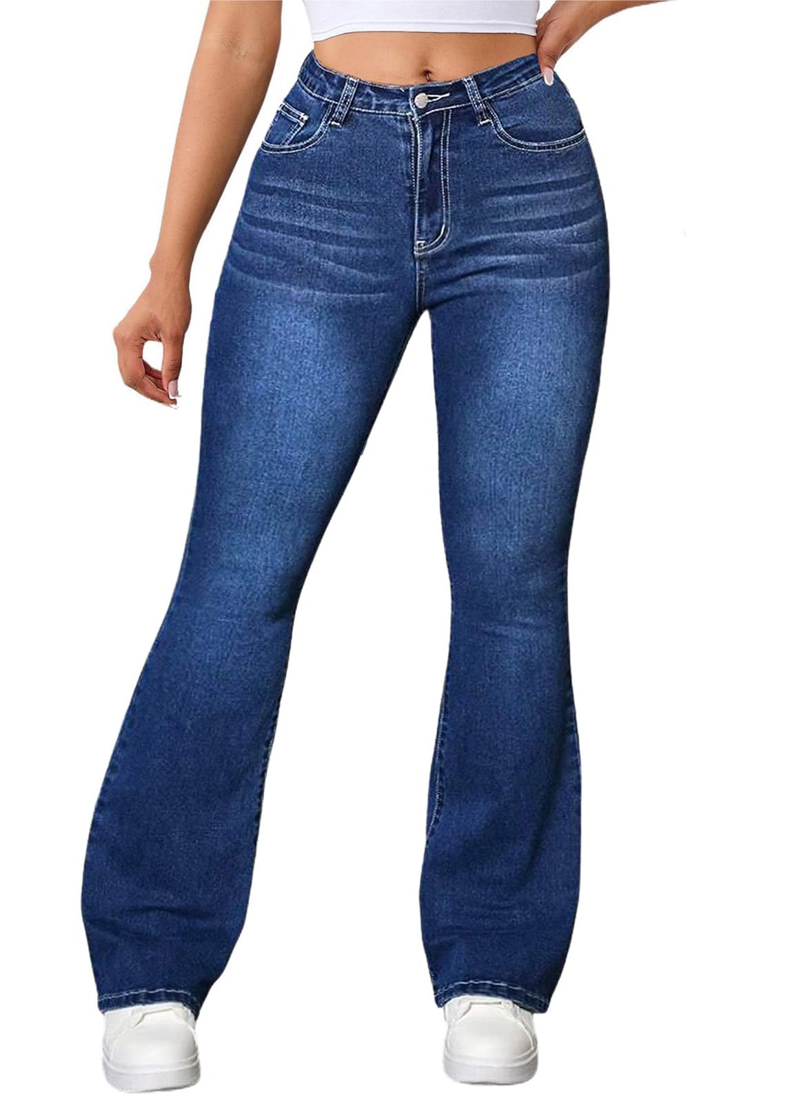 Bell Bottom Jeans for Women Ripped High Waisted Classic Flared Denim Pants