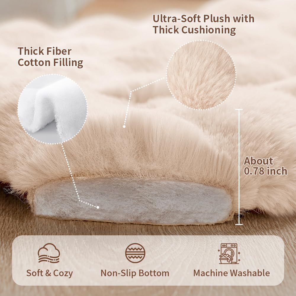 SOMAHE Cat Bed Mat, Soft Plush Faux Fur Kneading Pet Bed, Machine Washable Cat Sleeping Pad for Indoor Cats & Kittens, Non-Slip Fluffy Cat Rug for Couch Sofa Floor, 23x15 Inch Grey