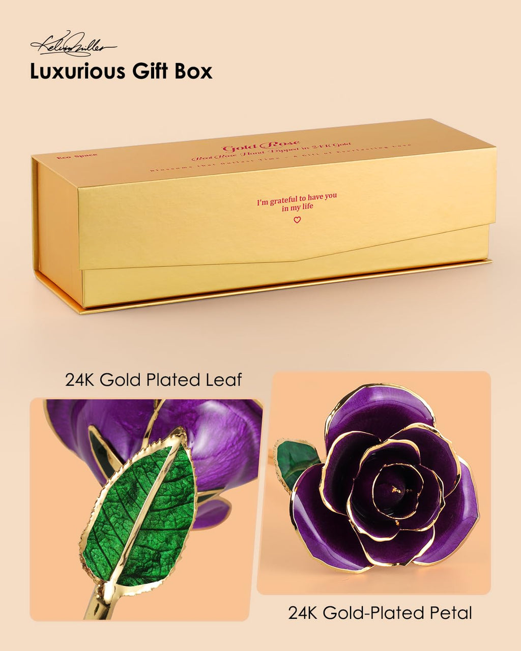24K Gold Dipped Real Rose – Handcrafted, Bold, One of a Kind – Romantic Gift for Her – Ideal for Birthday, Anniversary, Mother’s Day, Valentine’s (Black)