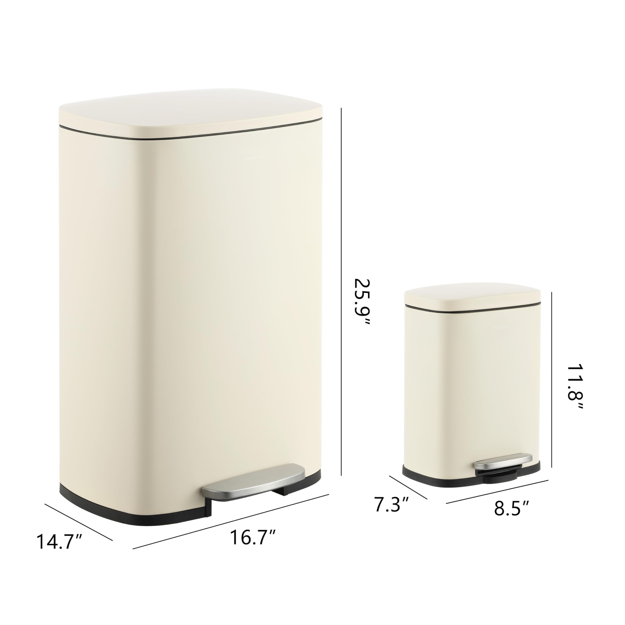 happimess HPM1006B Connor Rectangular 13-Gallon Trash Can with Soft-Close Lid and Free Mini Trash Can, Fingerprint Resistant, Modern, Minimalistic for Home, Kitchen, Office, Bathroom, Black