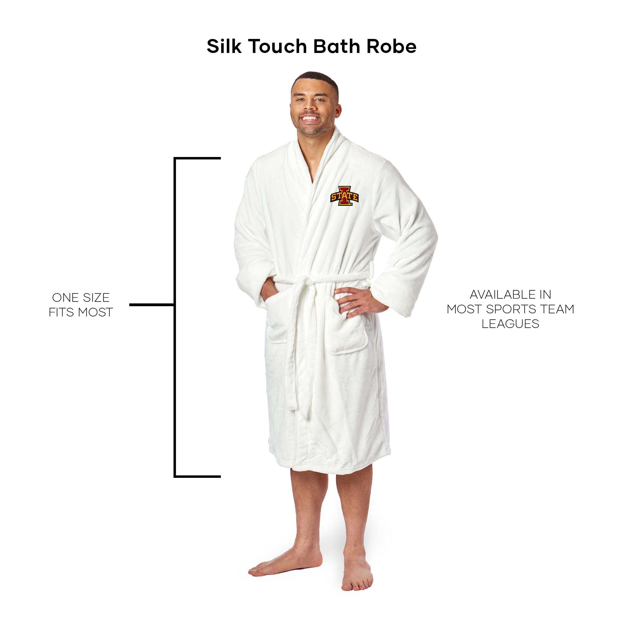 Northwest NCAA Adult Unisex Silk Touch Bathrobe, Officially Licensed Loungewear, Soft Plush Polyester