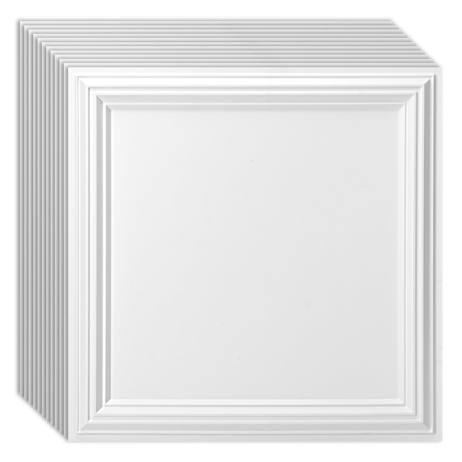 Art3d Drop Ceiling Tiles 24x24in. (12-Pack, 48 Sq.ft), Wainscoting Panels Glue Up 2ft x 2ft for Interior Décor in Living Room, Bedroom & Office, Star Black