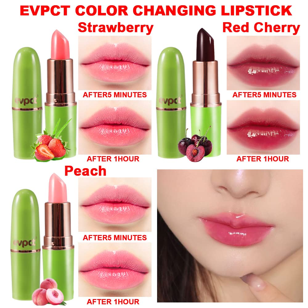 evpct 2Pcs Blueberry Tinted Lip Balms PH Lip Color Changing Lipstick Balm Stain Gift Set Queen for Women Girls Korean Mood Long Lasting Color Change Light Pink Lipstick Lip Tint Plumper Gloss