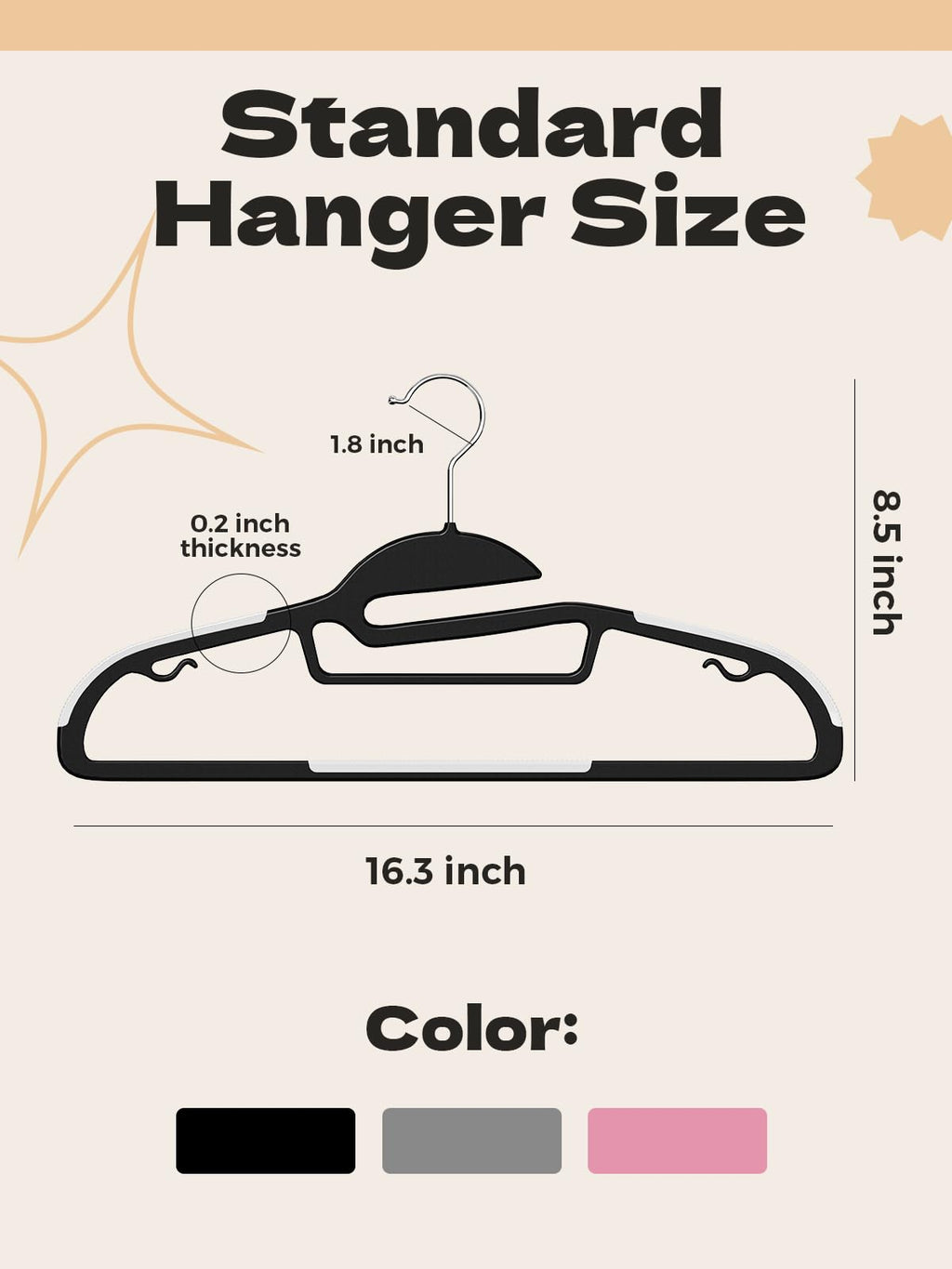 HOUSE DAY Slim Plastic Hangers with Non Slip Rubber Pads, 30 Pack, Black | Space saving closet organizer, heavy duty S-shape, rubber grip pads help keep shirts, suits, coats, pants, skirts in place