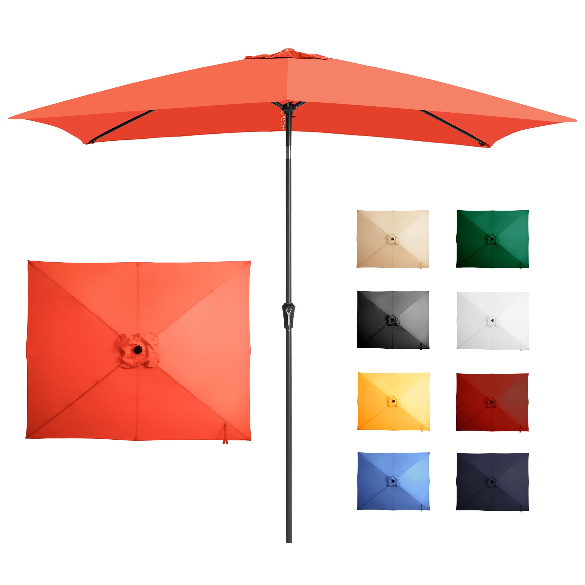 Ayge 6.5x10FT Rectangular Patio Umbrella Outdoor Table Umbrella w/Push Button Tilt & Crank Rectangle Market Umbrella UV Protection for Garden,Deck,Lawn,Yard & Pool,Beige
