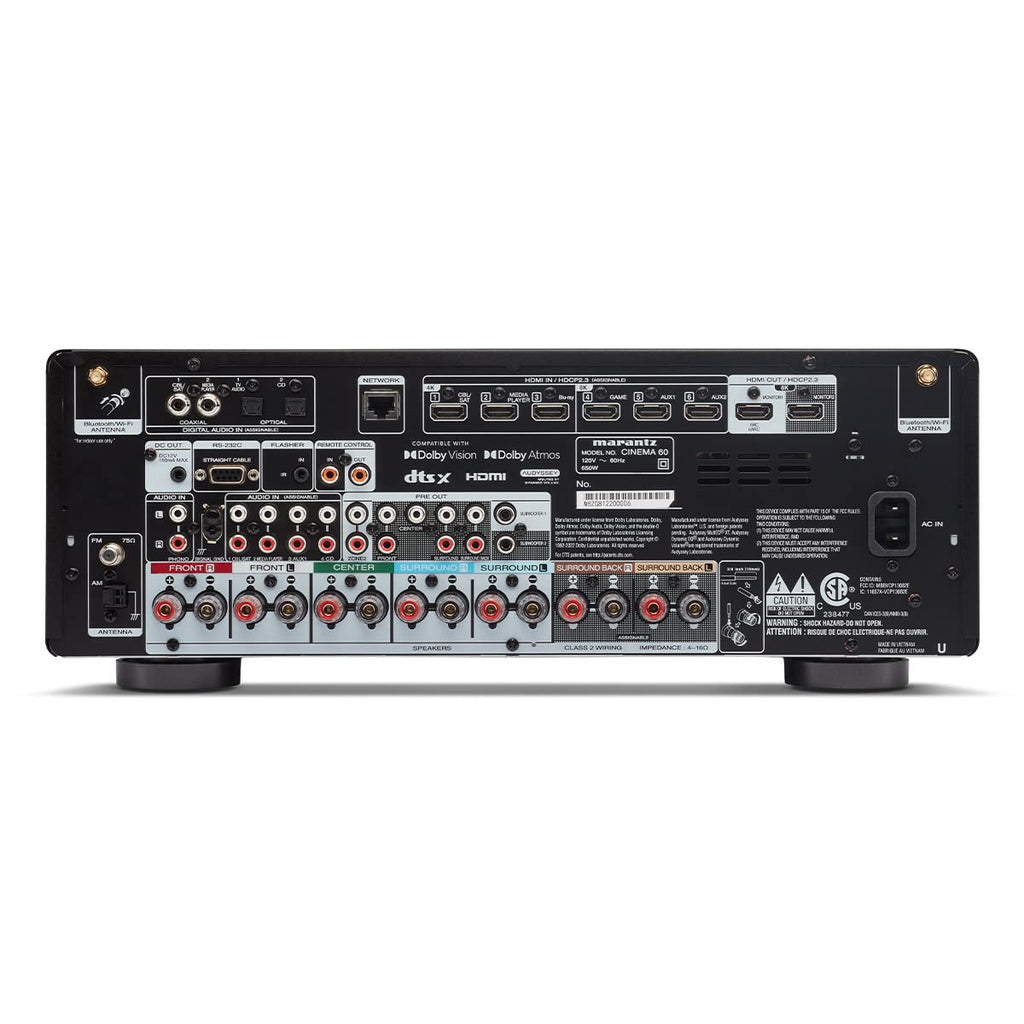 Marantz Cinema 60 7.2-Ch Receiver (100W X 7) - 4K/120 and 8K Home Theater Receiver, Built-in Bluetooth, Wi-Fi & HEOS Multi-Room, Supports Dolby Atmos & DTS:X