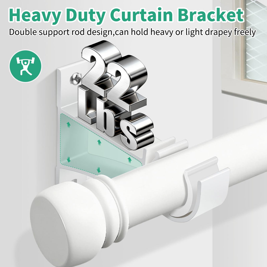 KOLAKO Curtain Rod Brackets, Heavy Duty Black Curtain Rods Holders Hook Hangers for Wall Drapery Rod Bracket Support 1 Inch Rods, 2 Pack